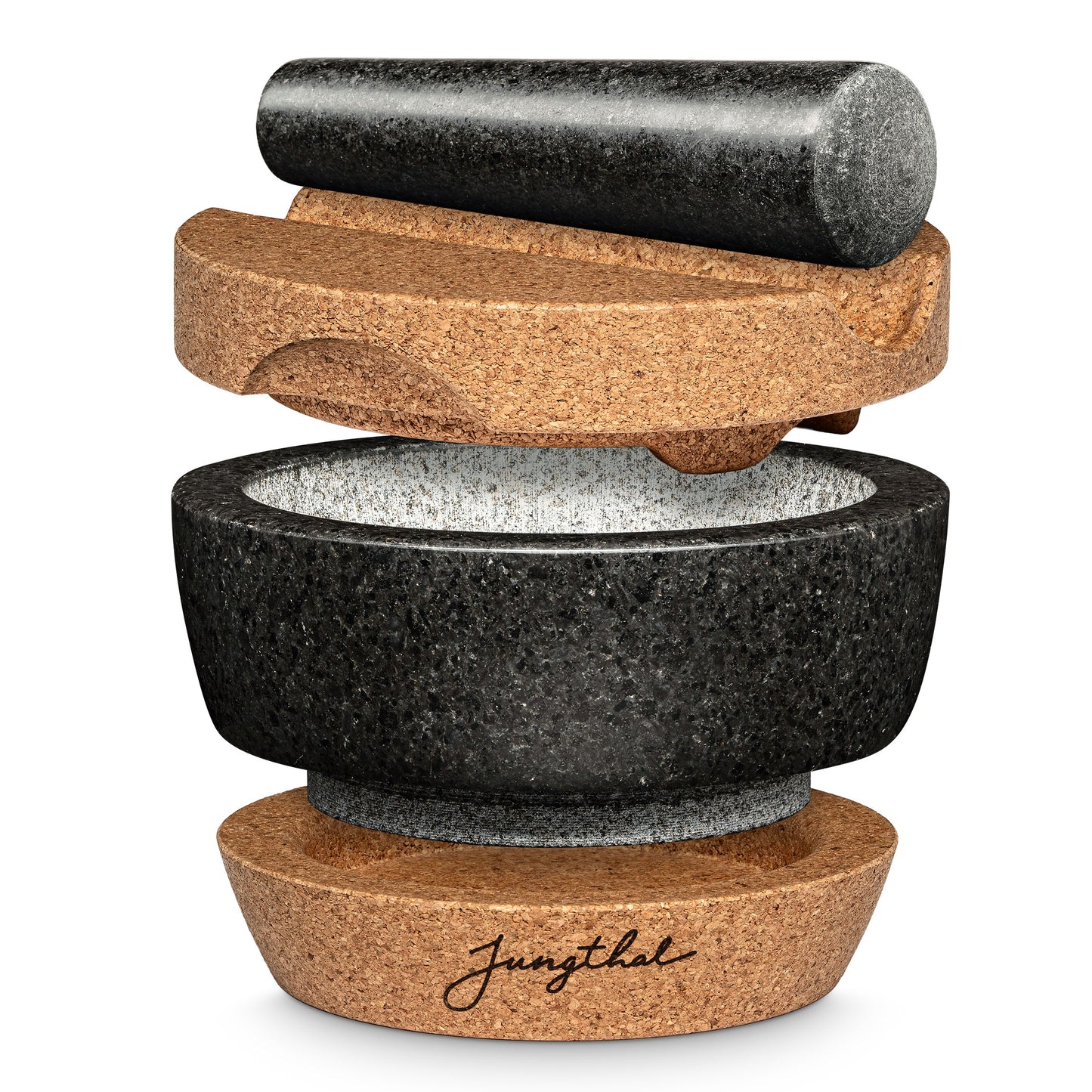 Mörser mit Stößel 16cm mit Korksockel und Korkdeckel