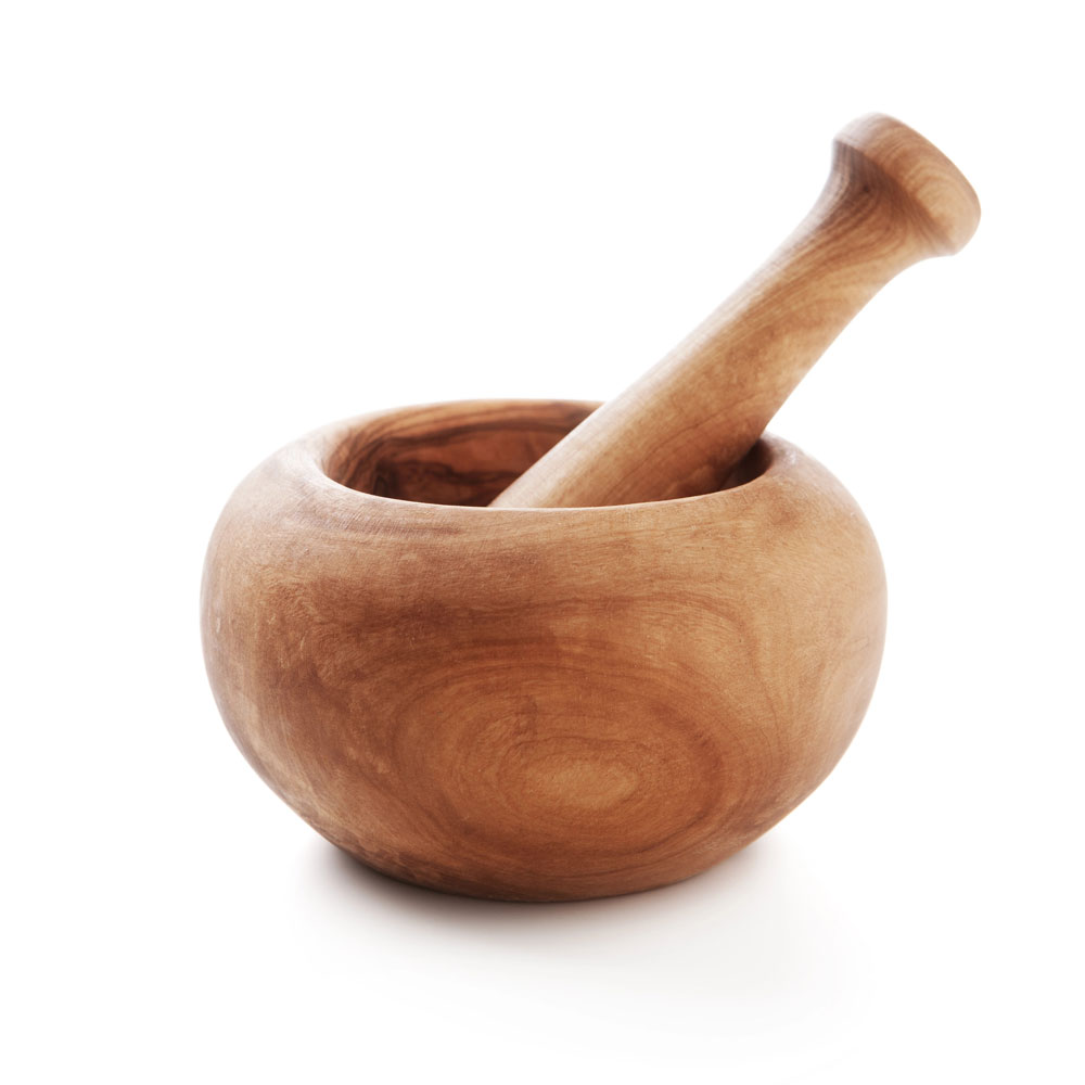 Mörser aus Holz rund