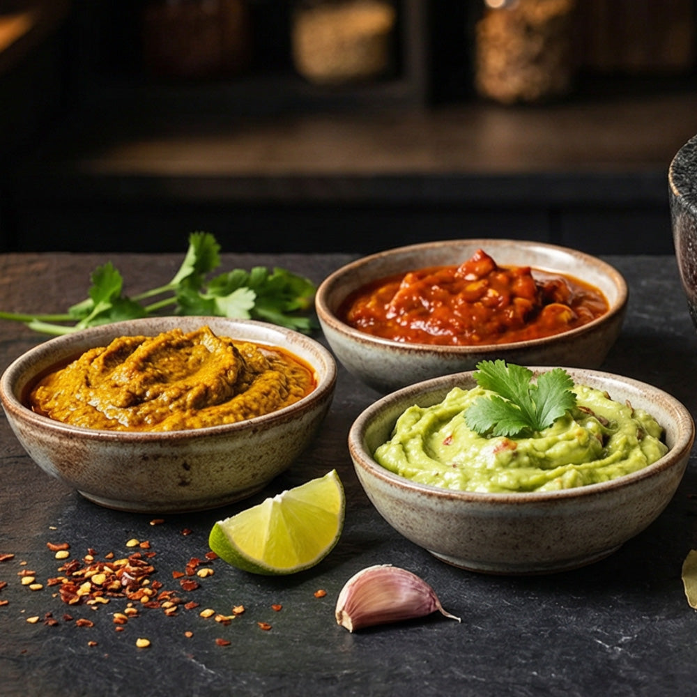 mehrere Dips und Saucen