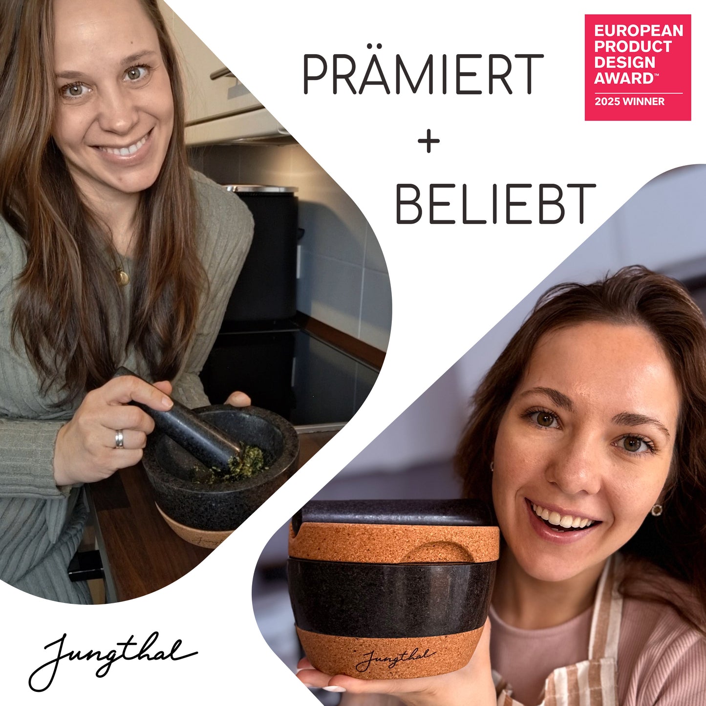 Mörser mit Stößel 16cm mit Korksockel und Korkdeckel